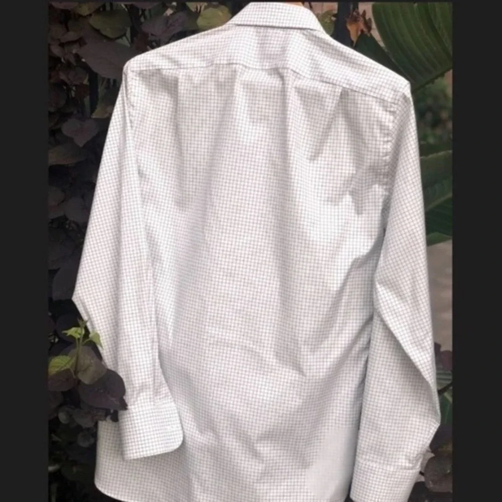 J.Crew Ladlow Men Shirt | Sz. 15 | White Brown | Long Sleeve Button Down Shirt
